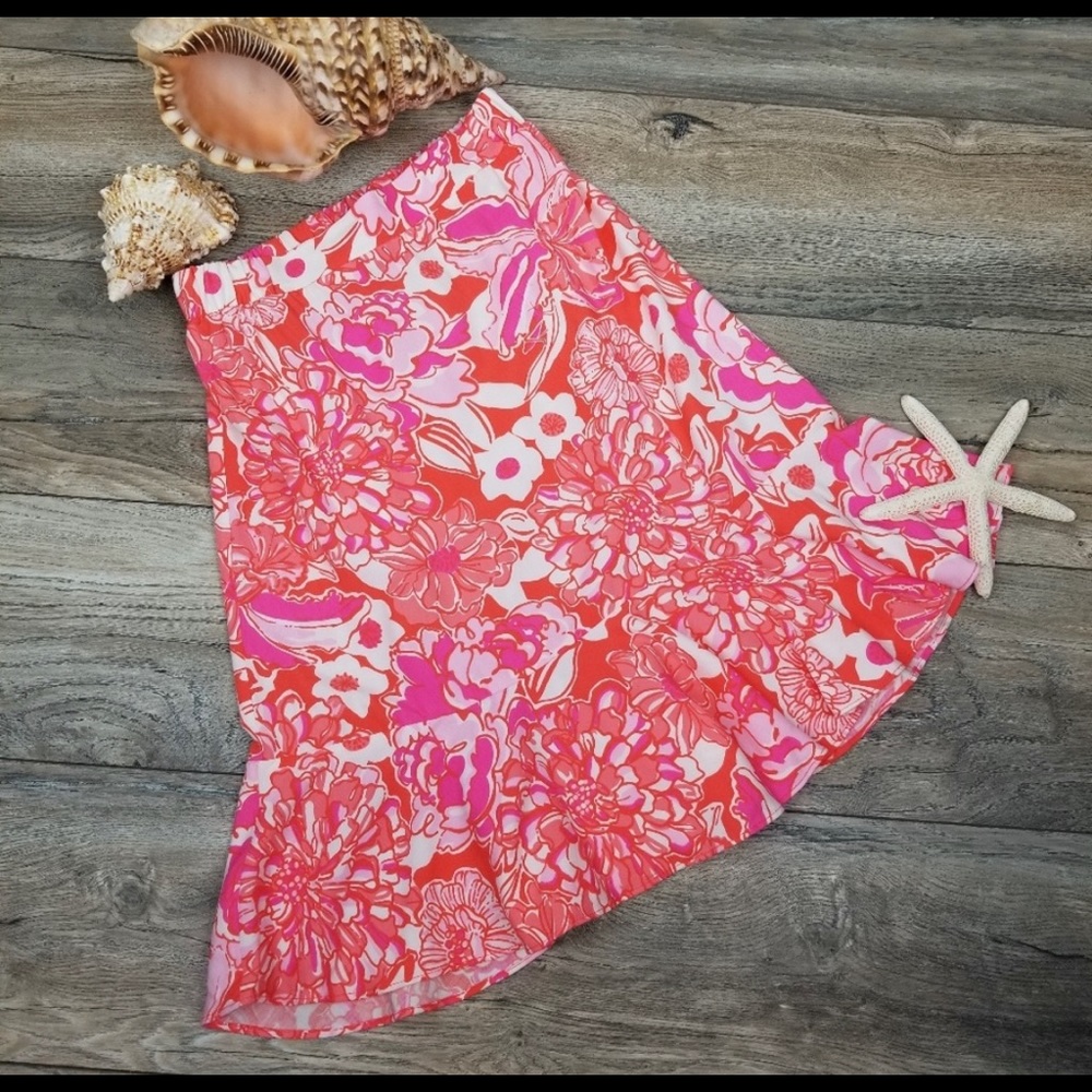 🌸🦩 Lilly Pulitzer Floral Ruffle Hem Skirt Small
